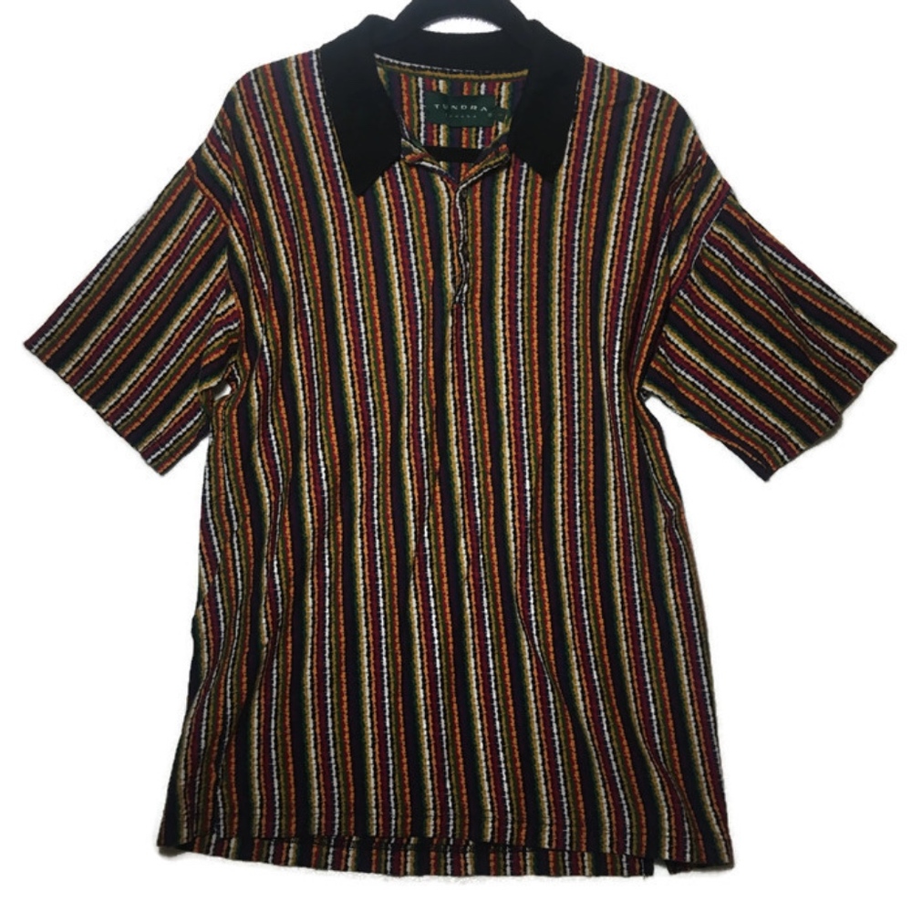90s Vintage Tundra Canada Polo Coogi-like Stripes
